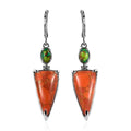 Mojave Orange Turquoise, Green Turquoise Earrings in Stainless Steel 14.30 ctw - Sticky add to cart bar