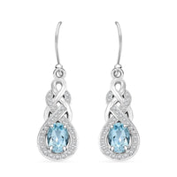 Blue Topaz and Simulated Diamond 1.75 ctw Infinity Knot Earrings in Sterling Silver