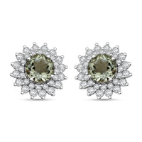 Simulated Prasiolite and Simulated Diamond 5.25 ctw Earrings