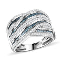 Blue Diamond (IR), Diamond Bridge Over Ring in Rhodium Over Sterling Silver (Size 10.0) 1.00 ctw - Sticky add to cart bar