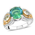 Premium Peacock Quartz, Multi Gemstone Ring in 18K Vermeil YG and Rhodium Over Sterling Silver (Size 10.0) 2.50 ctw - Sticky add to cart bar