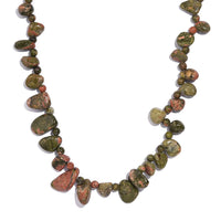 Unakite 251.00 ctw Necklace 20 Inches in Stainless Steel