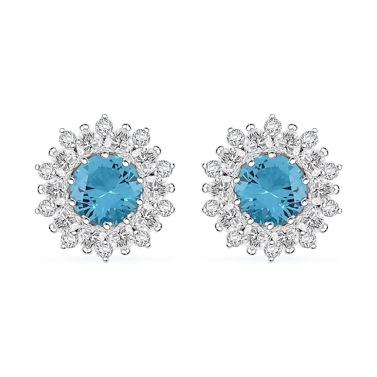 Simulated Tourmaline and Simulated Diamond 8.00 ctw Earrings in Silvertone