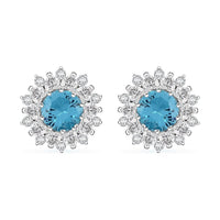 Simulated Tourmaline and Simulated Diamond 8.00 ctw Earrings in Silvertone