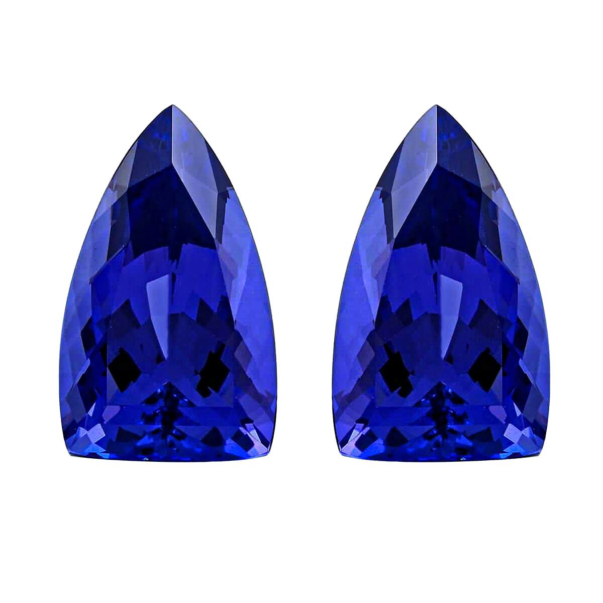 Certified & Appraised AAAA Tanzanite Set of 2 (Fancy 15x9 mm) 10.21 ctw