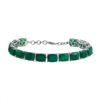 Green Onyx Bracelet in Rhodium Over Sterling Silver (7.25 In) 31.90 ctw