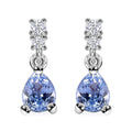 Ceylon Blue Sapphire and White Zircon 0.85 ctw Drop Earrings in Rhodium Over Sterling Silver - Sticky add to cart bar