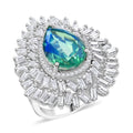 Premium Peacock Quartz, Moissanite Ring in Rhodium Over Sterling Silver (Size 10.0) 8.25 ctw - Sticky add to cart bar