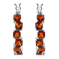 D'Joy Brazilian Cherry Citrine 4.90 ctw Art Deco Earrings in Rhodium Over Sterling Silver