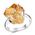Artisan Crafted Rought Cut Brazilian Citrine Solitaire Ring in Sterling Silver (Size 10.0) 13.00 ctw - Sticky add to cart bar