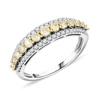 Natural Yellow and White Diamond I2-I3 0.75 ctw Band Ring in 14K White Gold