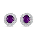 Amethyst and Simulated Diamond 4.00 ctw Earrings in Silvertone - Sticky add to cart bar
