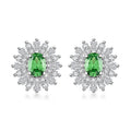 Simulated Emerald and Simulated Diamond 6.65 ctw Earrings in Silvertone - Sticky add to cart bar