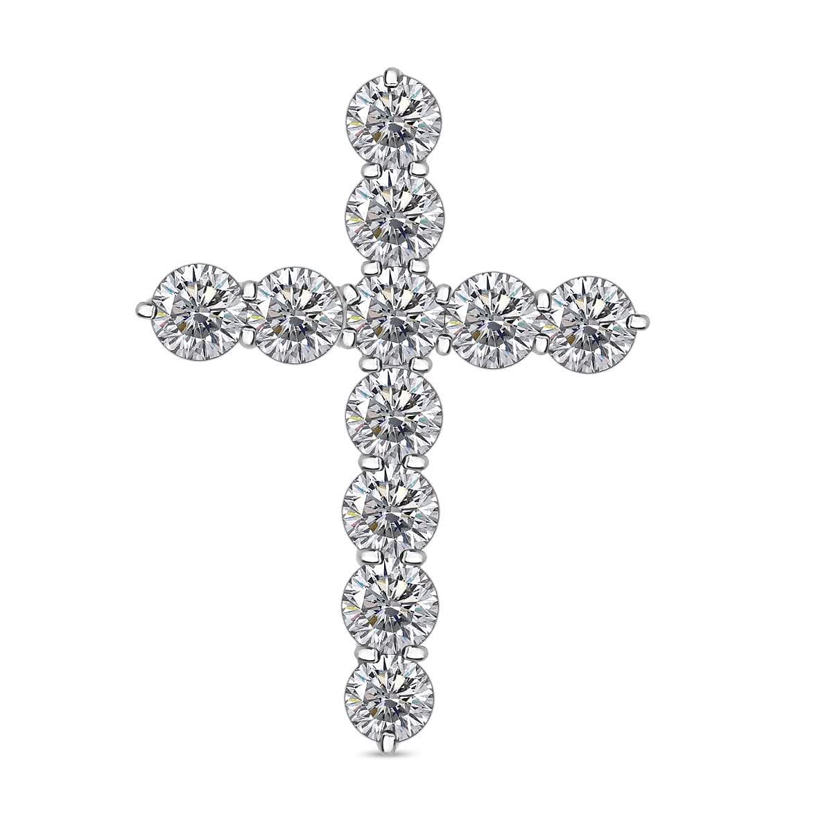 NY Closeout Luxuriant Lab Grown Diamond 3.00 ctw Cross Pendant in 14K White Gold