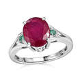 Niassa Ruby (FF), Emerald Statement Ring in Platinum Over Sterling Silver (Size 10.0) 3.25 ctw - Sticky add to cart bar