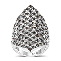 GP Multi Diamond (IR & Natural) Ring in Rhodium Over Sterling Silver (Size 7.0) 0.50 ctw