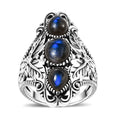 Artisan Crafted Malagasy Labradorite Magnolia Leaf Ring in Sterling Silver (Size 10.0) 3.50 ctw - Sticky add to cart bar