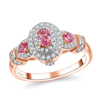 Mahenge Spinel, White Zircon Ring in 18K Vermeil RG Over Sterling Silver (Size 10.0) 1.00 ctw
