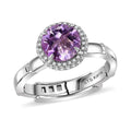 Karis Rose De France Amethyst, White Zircon Ring in Platinum Bond (Size 7.0) 2.10 ctw - Sticky add to cart bar