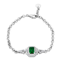 Simulated Emerald and Simulated Diamond 2.50 ctw Bracelet in Silverto (8.00 In)