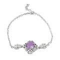 Brazilian Amethyst and Simulated Diamond 5.10 ctw Bracelet in Silvertone (8.00 In) - Sticky add to cart bar