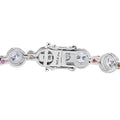 Moissanite, Multi Sapphire Bracelet in Rhodium Over Sterling Silver (6.50 In) 9.35 ctw - Sticky add to cart bar