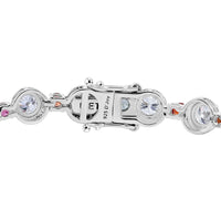 Moissanite, Multi Sapphire Bracelet in Rhodium Over Sterling Silver (6.50 In) 9.35 ctw