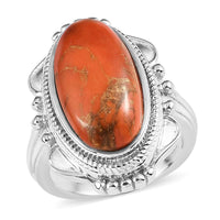 Mojave Orange Turquoise Solitaire Ring in Stainless Steel (Size 8.0) 7.50 ctw