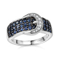 TLV Ceylon Sapphire, White Zircon Ring in Rhodium Over Sterling Silver (Size 10.0) 1.25 ctw - Sticky add to cart bar