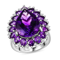 AAA Moroccan Amethyst and Multi Gemstone 10.85 ctw Ring in Rhodium Over Sterling Silver