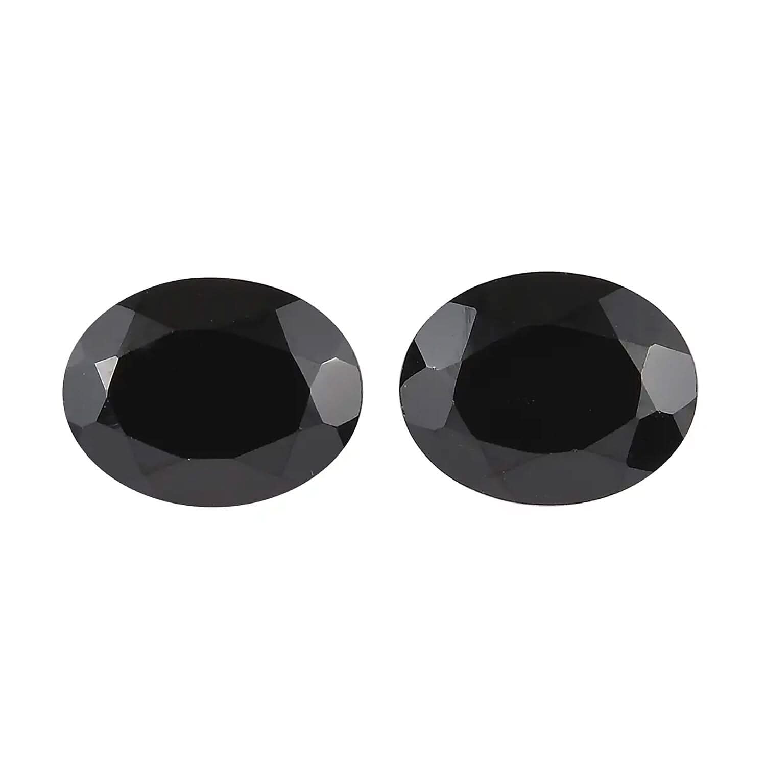 Premium Thai Black Spinel Set of 2 (Oval 9x7 mm) 3.57 ctw Loose gemstone