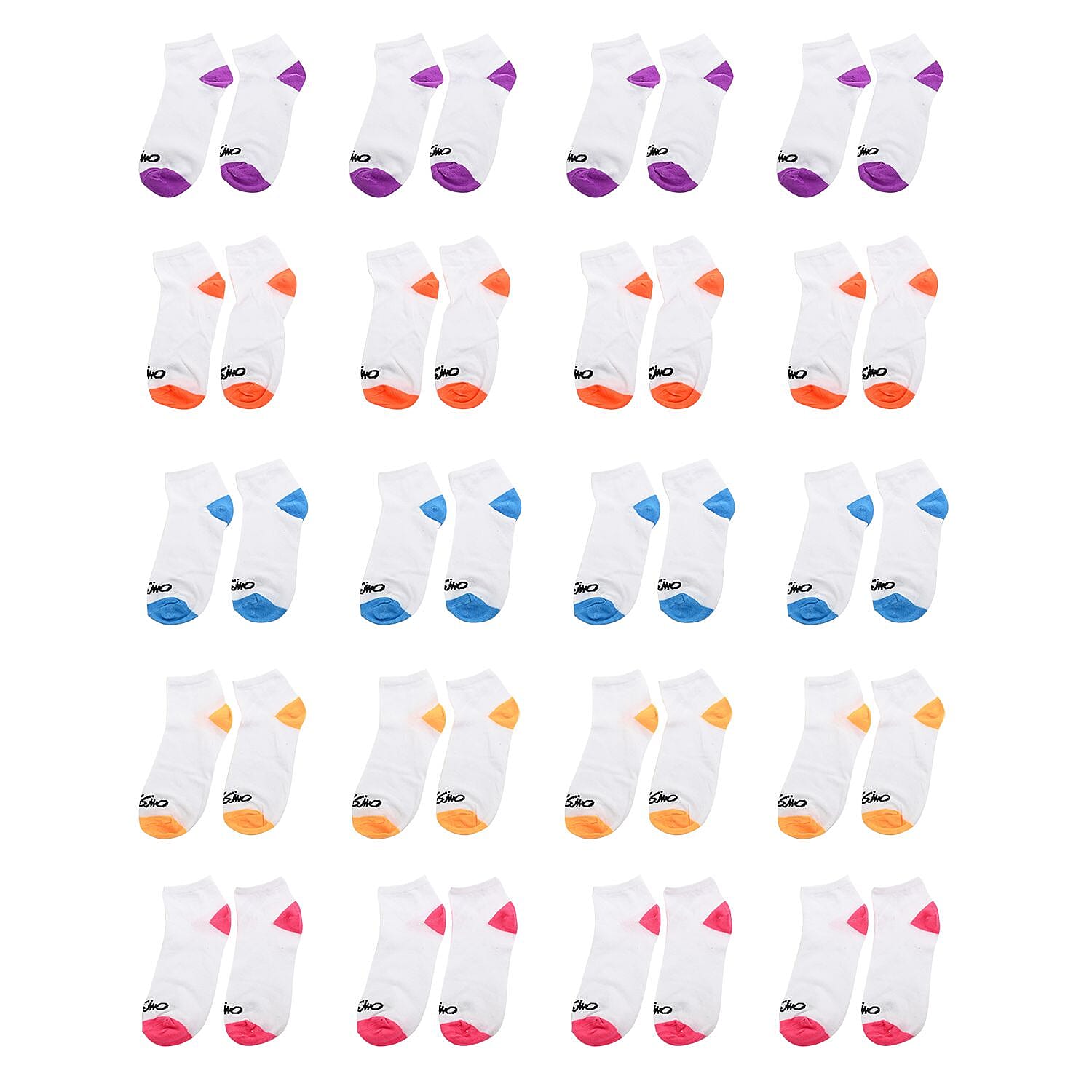Mossimo 20 Pairs Quarter Length Women's Socks - White/Multi Color (Sizes 4-10)