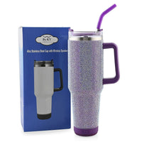 Purple Crystals 40 oz Stainles Steel Tumbler with Speaker