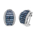TLV Blue Diamond (IR), White Diamond Omega Clip Earrings in Platinum Over Sterling Silver 2.10 ctw - Sticky add to cart bar