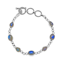 D'Joy Artisan Crafted Malagasy Labradorite 8.35 ctw Bracelet in Sterling Silver (6.50-8.0In)