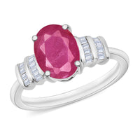 Luxoro Premium Mozambique Ruby and G-H I1 Diamond Ring in 14K White Gold (Size 10.0) 2.70 ctw