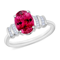 Luxoro Premium Ouro Fino Rubellite and G-H I1 Diamond 2.50 ctw Ring in 14K White Gold