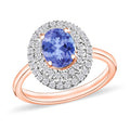 Tanzanite Double Halo Ring - Sticky add to cart bar