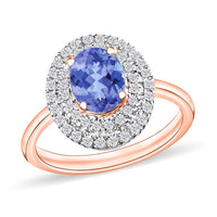 Tanzanite Double Halo Ring
