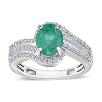 Kagem Zambian Emerald and Diamond Bypass Ring