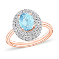Mangoro Aquamarine and White Zircon 1.60 ctw Double Halo Ring in 18K Vermeil Rose Gold Over Sterling Silver (Size 10.0) - Sticky add to cart bar
