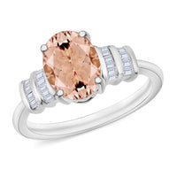 Luxoro Premium Pink Morganite and G-H I1 Diamond 1.90 ctw Ring in 14K White Gold