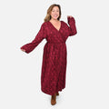 TAMSY Red Mini Vine Print V-Neck Midi Dress - XL - Sticky add to cart bar