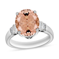 Luxoro Premium Marropino Morganite and G-H I1 Diamond Ring in 14K White Gold (Size 10.0) 4.10 Grams 4.55 ctw