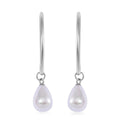 White Shell Pearl Tear Drop Hoop Earrings in Stainless Steel - Sticky add to cart bar