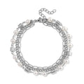 White Shell Pearl 3 Row Bracelet in Stainless Steel (7.5-9.0In) - Sticky add to cart bar