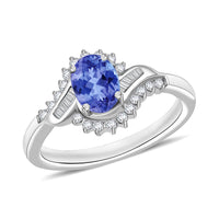 Luxoro Premium Tanzanite and G-H I1 Diamond 1.10 ctw Ring in 14K White Gold