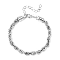 Braided Rope Chain Bracelet in Stainless Steel (7-9In)