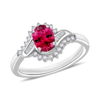 Luxoro Premium Ouro Fino Rubellite and G-H I1 Diamond 1.10 ctw Ring in 14K White Gold