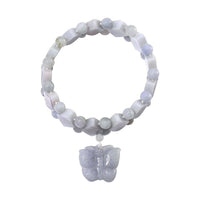 Natural Jade 300.00 ctw Beaded Stretch Bracelet with Butterfly Charm
